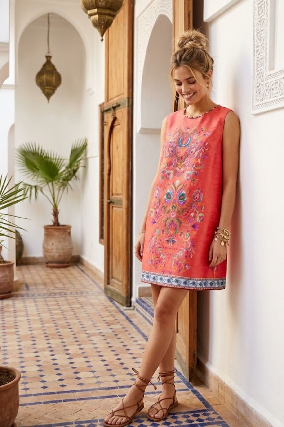 Robe droite courte imprimée MORSE