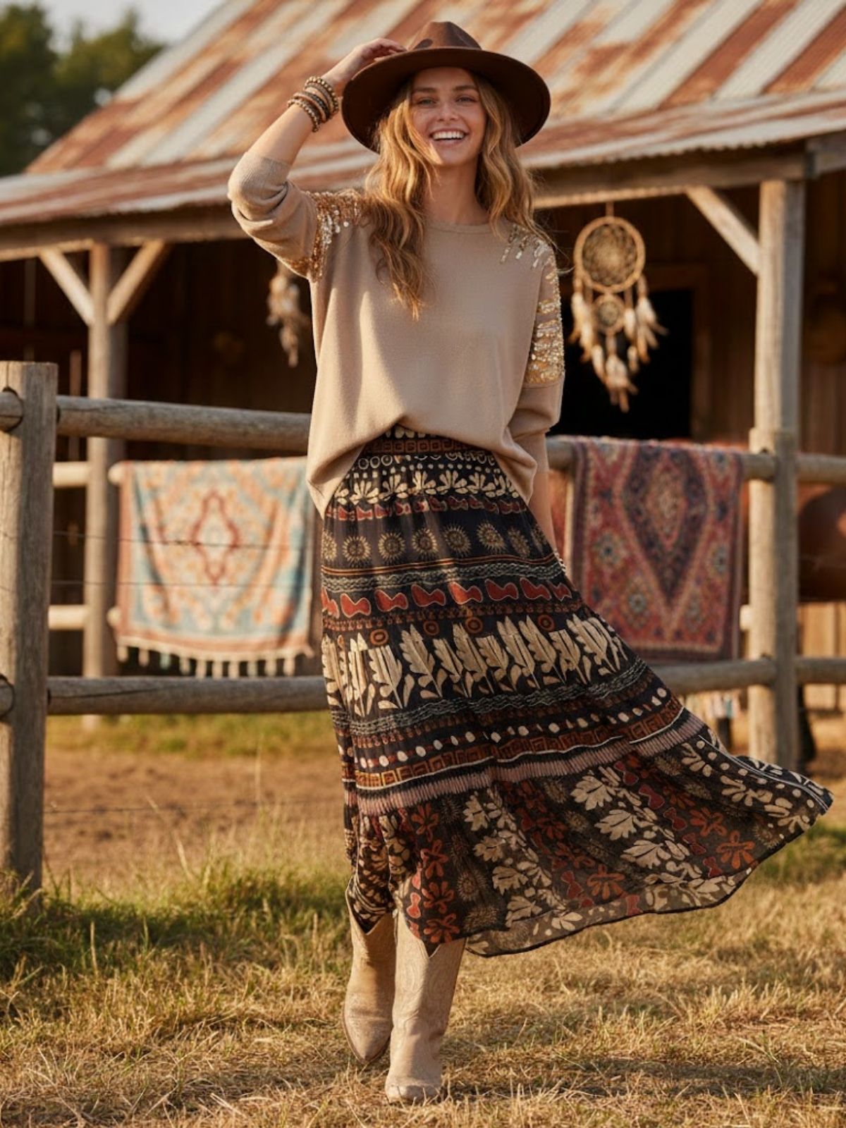 Jupe longue imprimée floral GENEREUSE