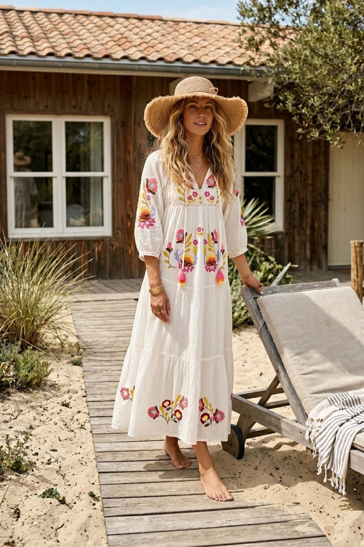 Robe longue brodée CLAIRE