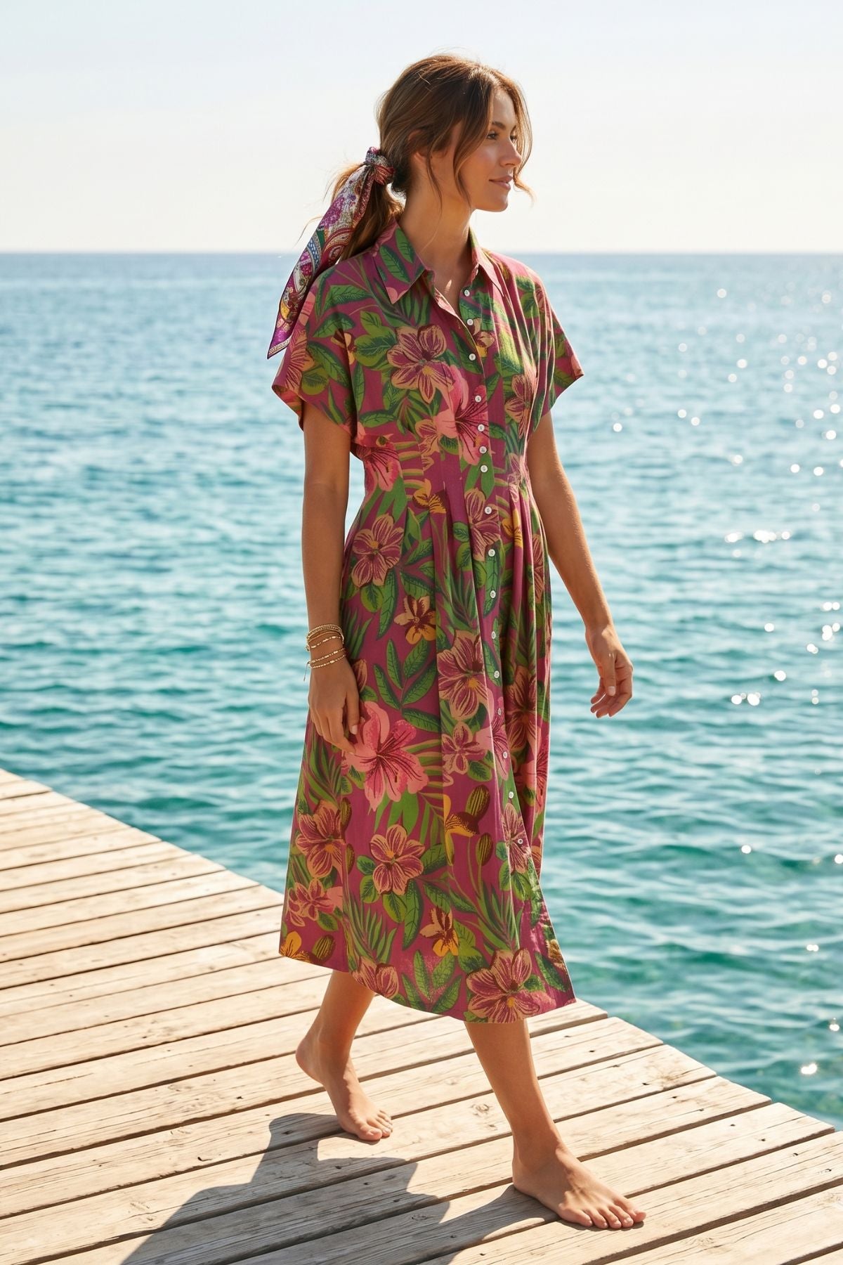 Robe midi imprimée MALLORCA