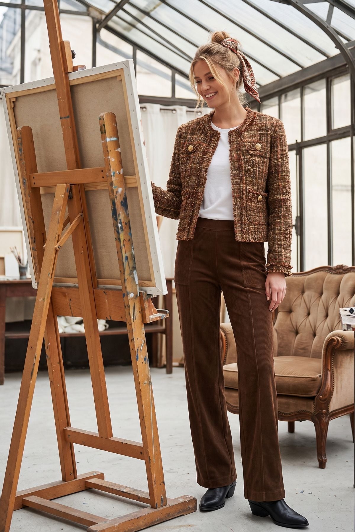 Veste courte en tweed GENTIANE