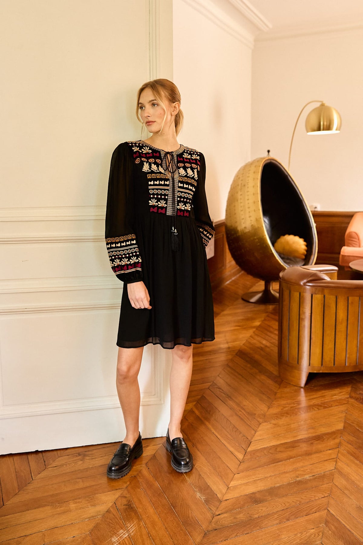 Robe Derhy Manches Longues Taille 40 - Coupe Trapèze, Rouge, Viscose - Occasion Très Bon état
