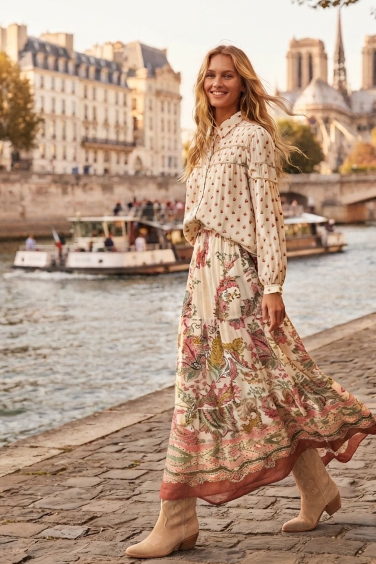 Blouse imprimée manches longues MARIANNE
