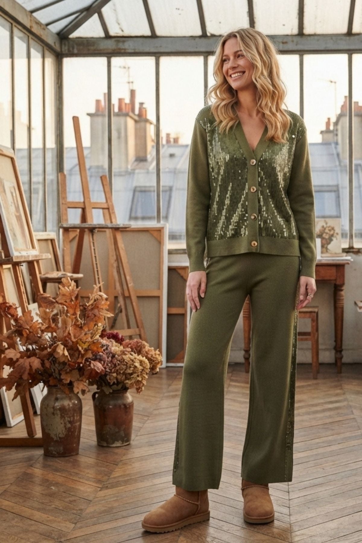 Pantalon en maille à sequins CHARLINE