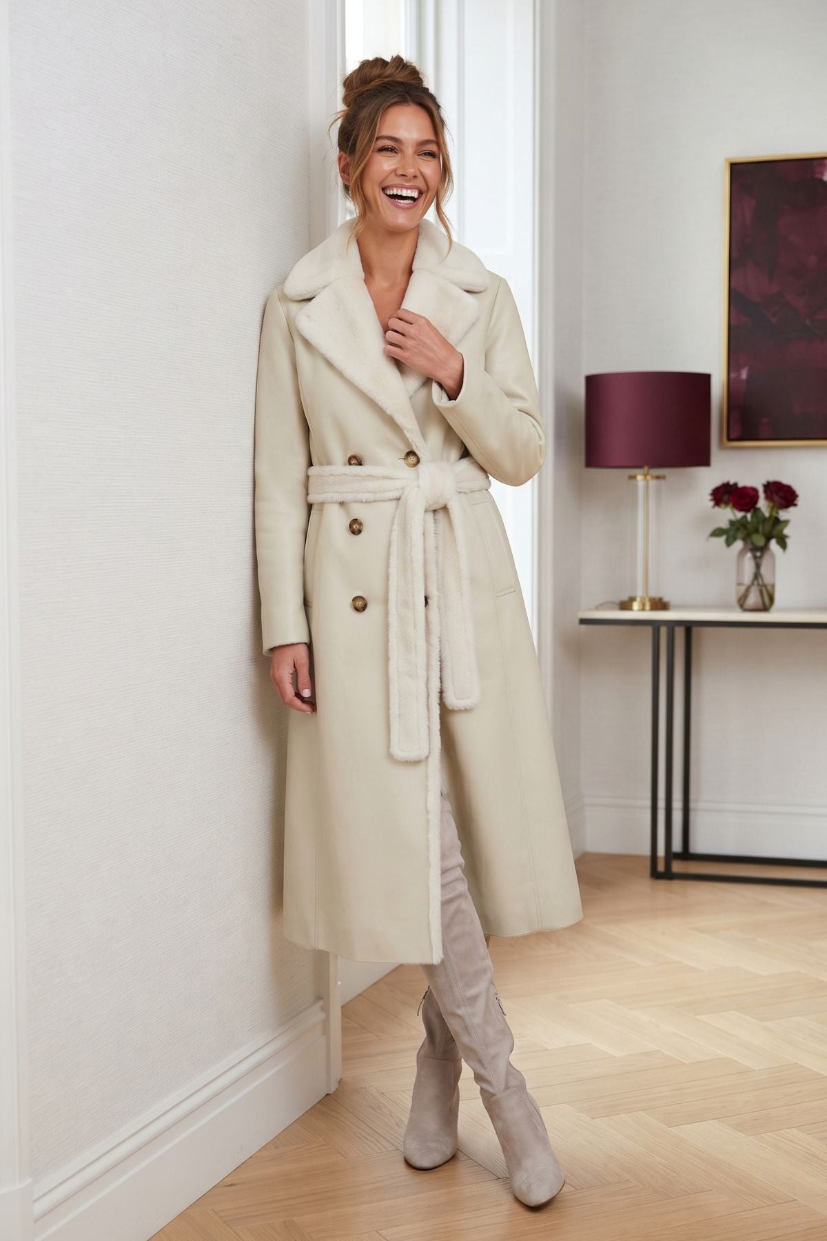 Manteau long reversible en fausse fourrure REGATE