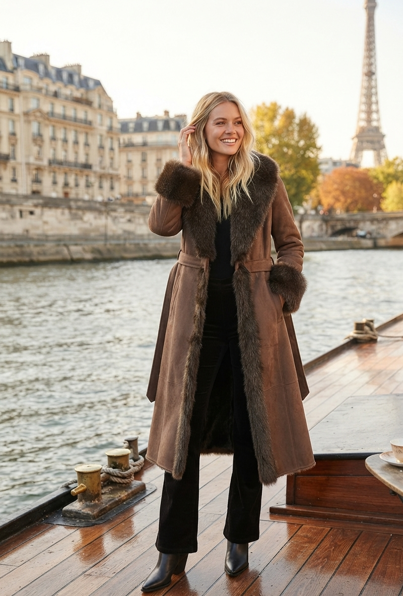 Manteau long en fausse fourrure GALICE