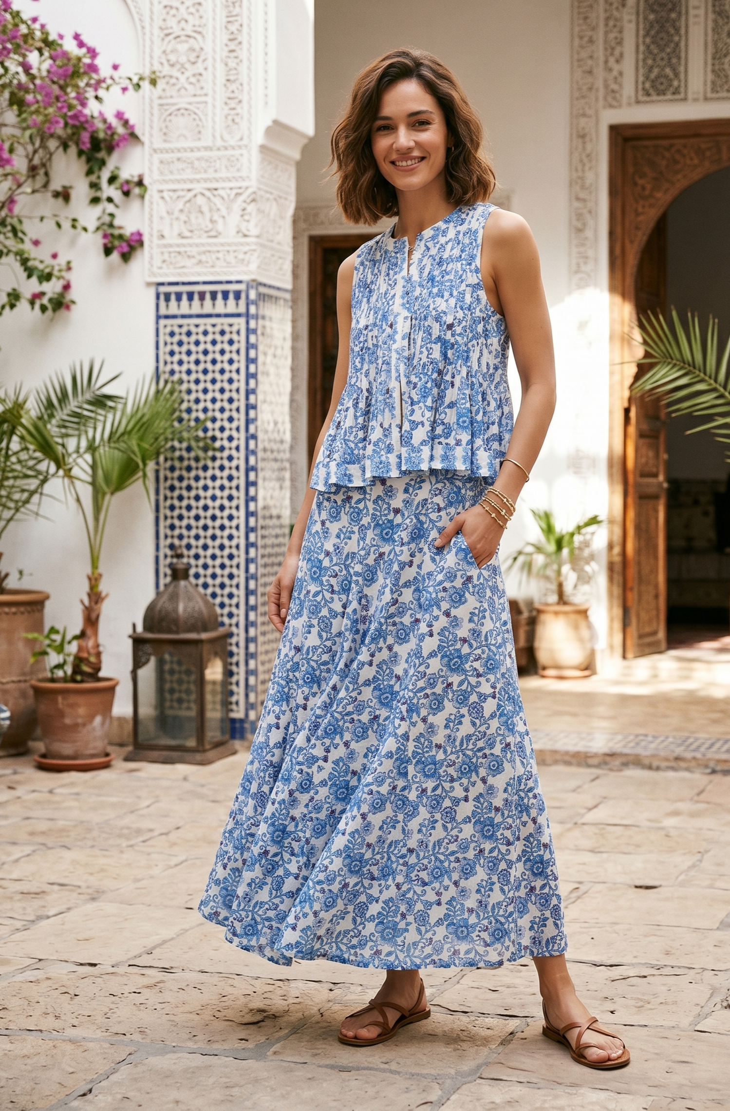 Blouse courte imprimée florale AMARYLLIS