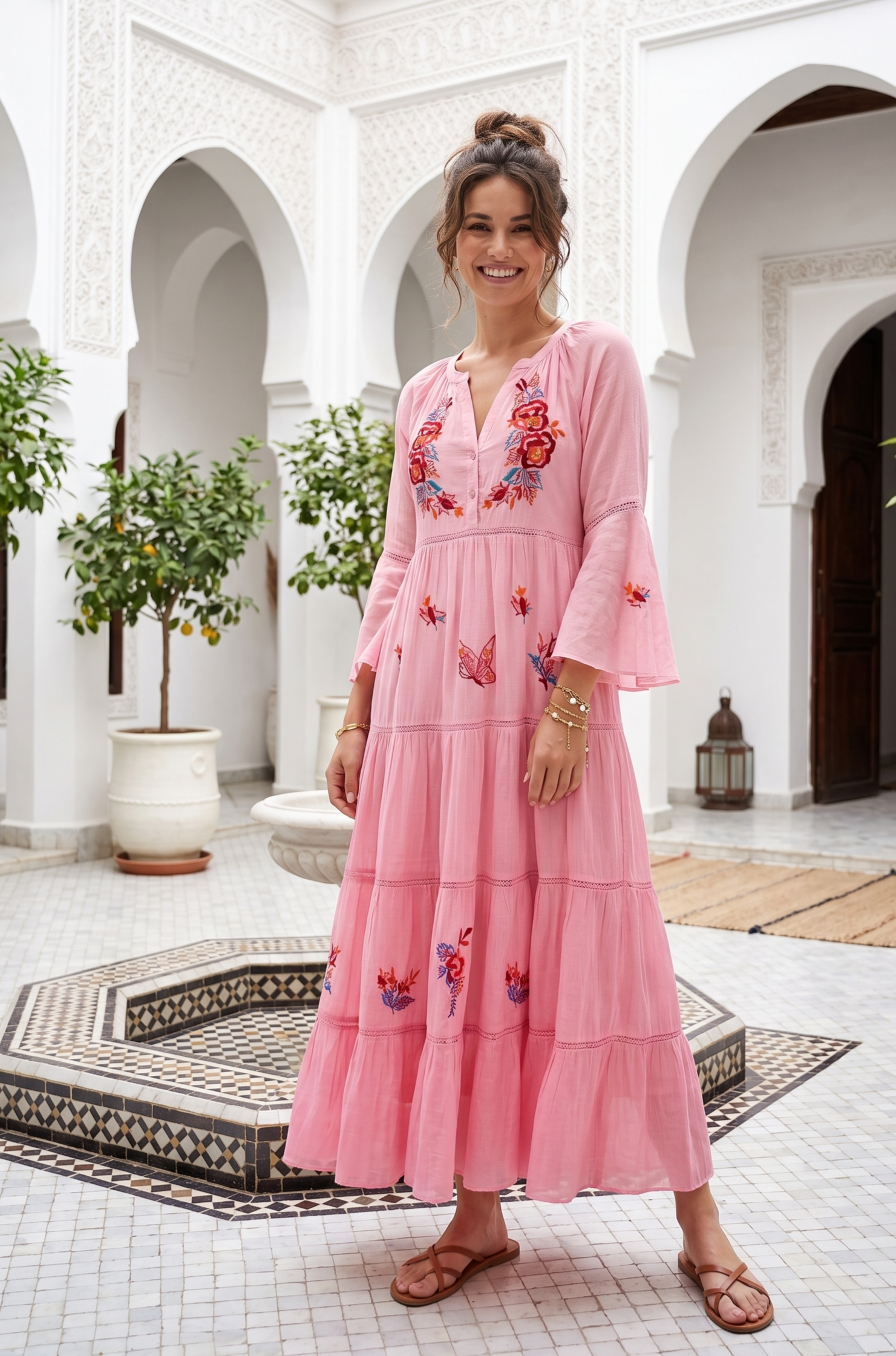 Robe longue brodée GRETEL