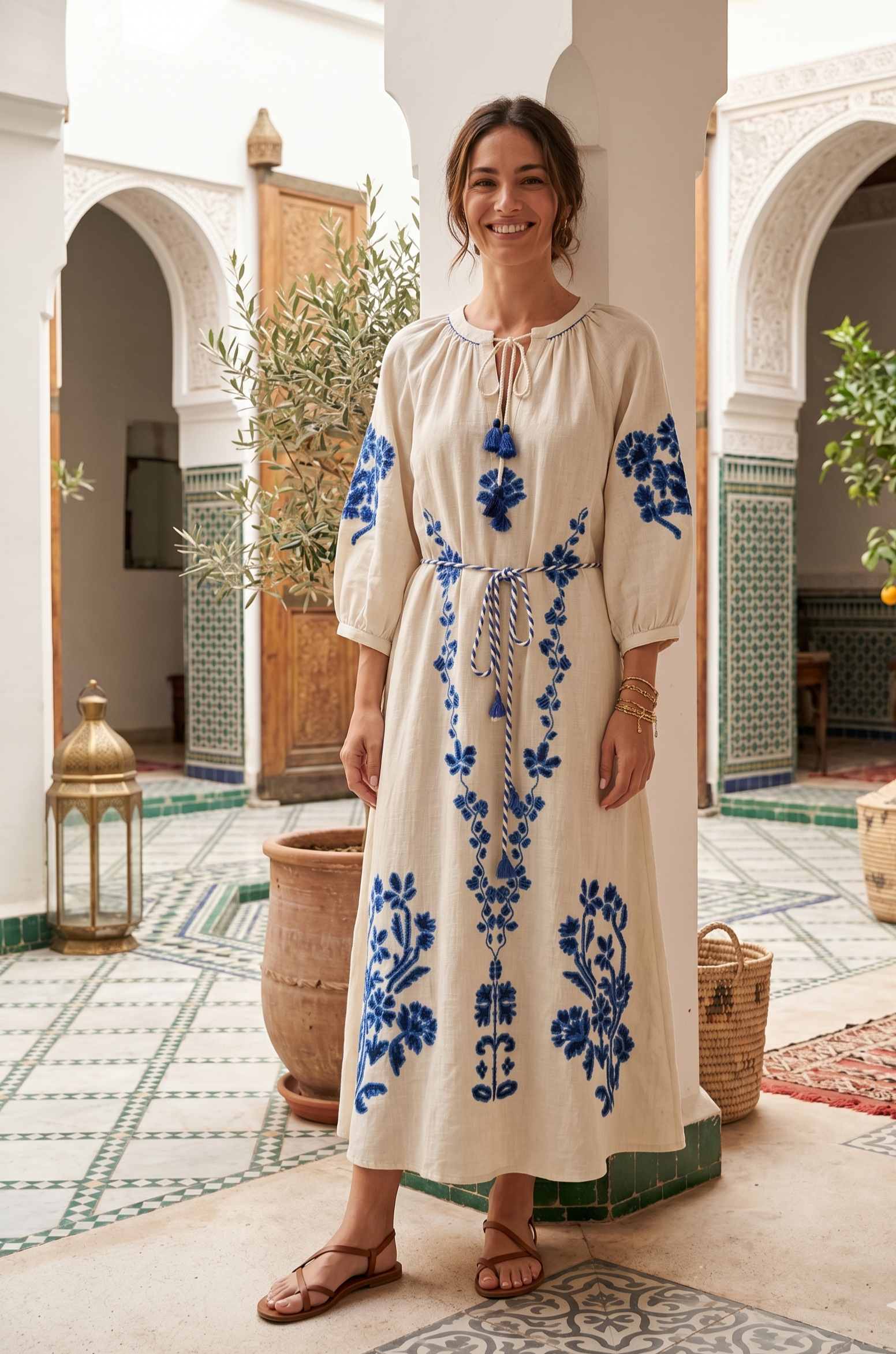 Robe longue brodée GREASE