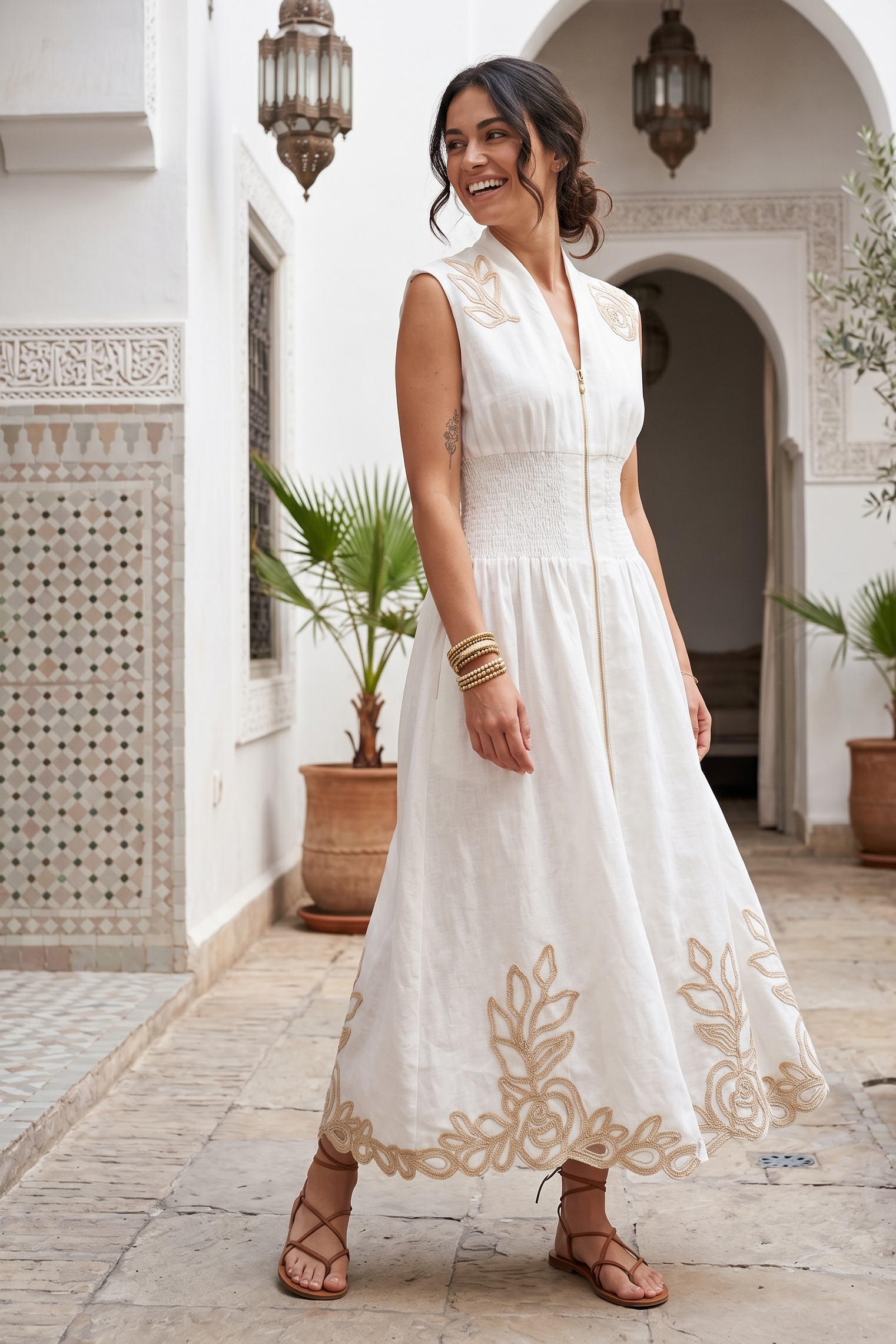 Robe midi brodée GILLIS