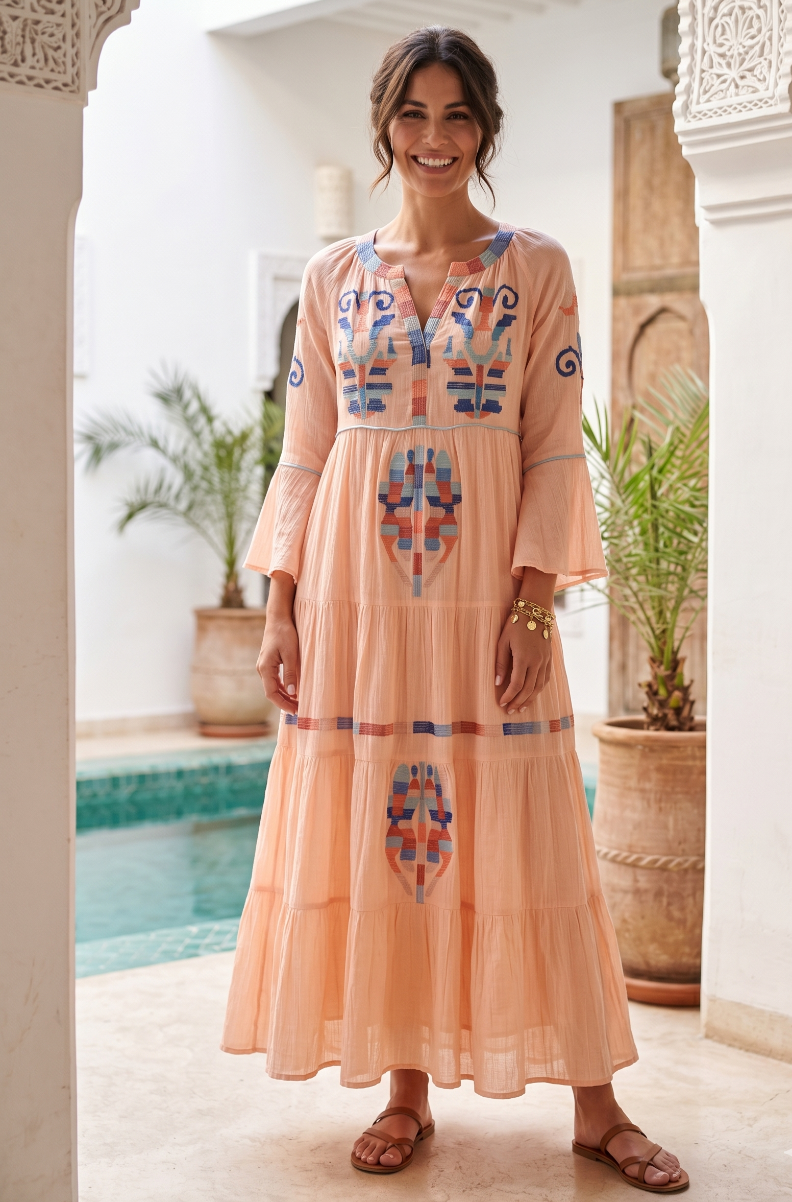 Robe longue brodée GLYCINE