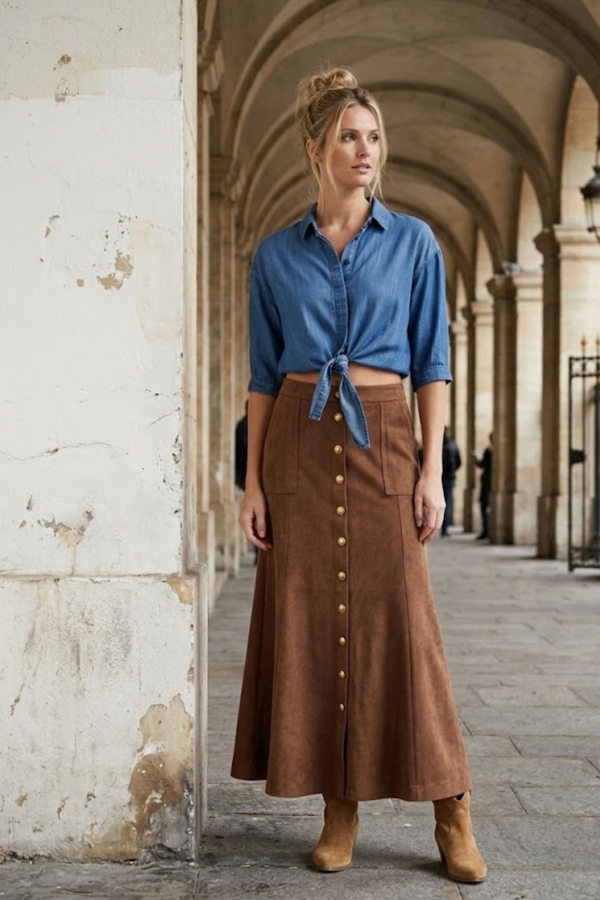 Jupe longue effet daim JULIANE