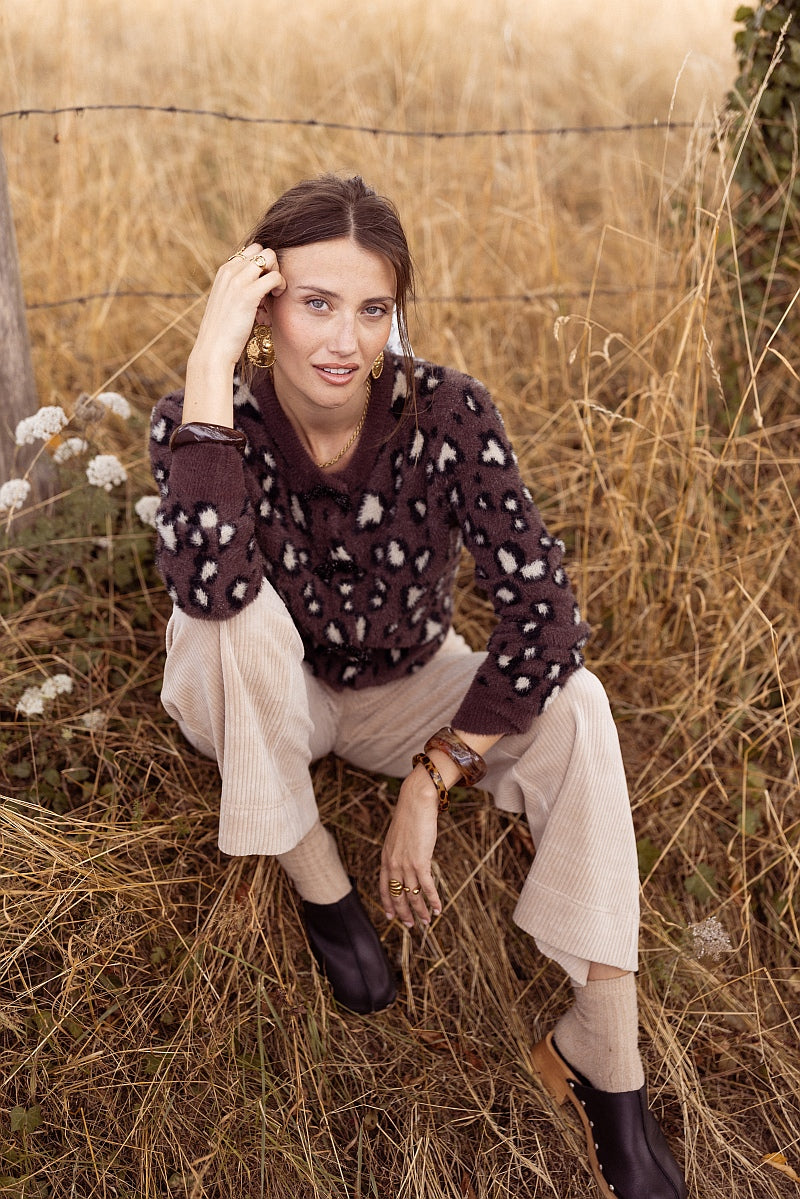 Cardigan en maille léopard BETHANY