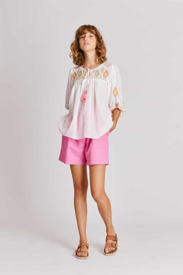 Plain embroidered blouse CALYPSO