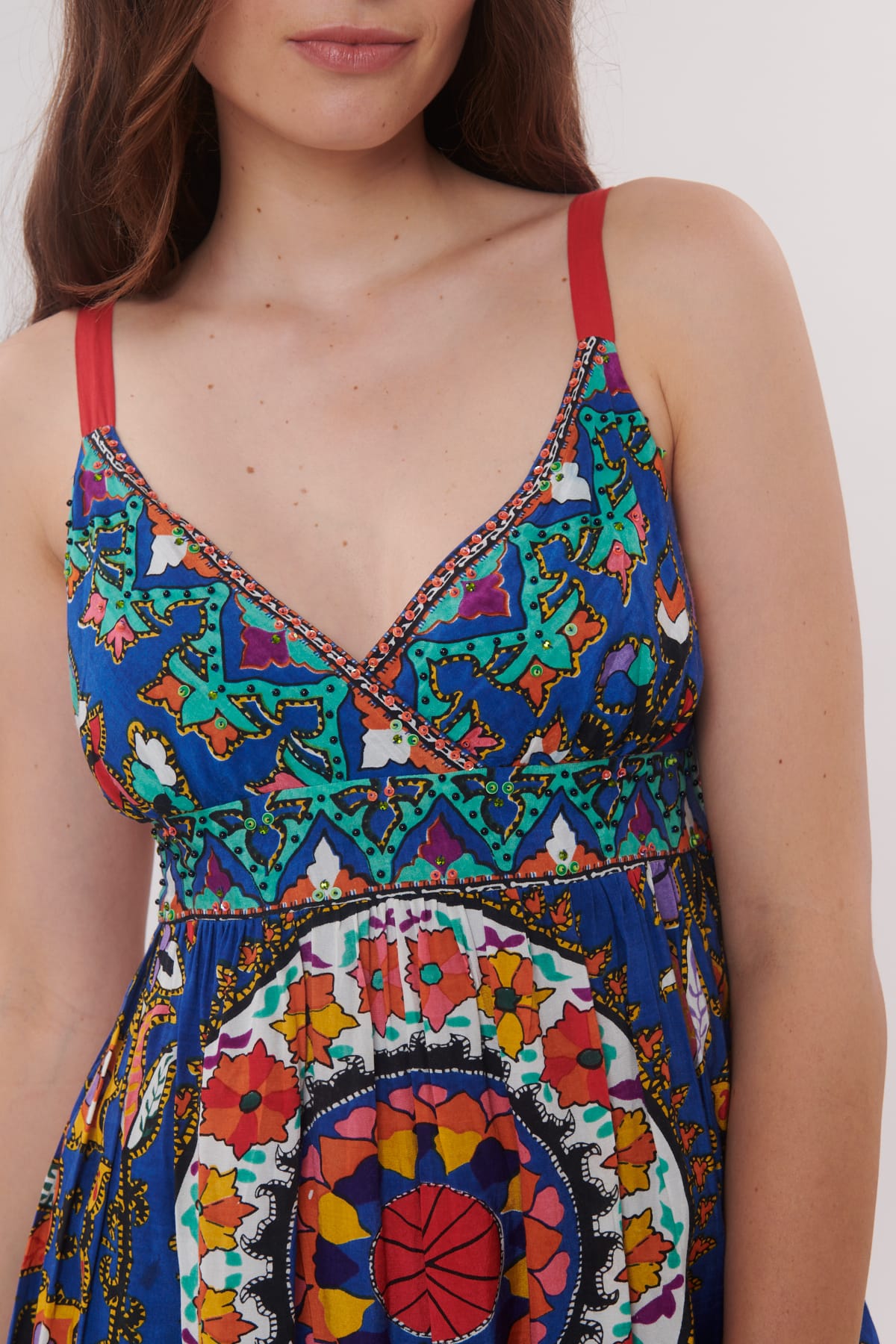 THEDA printed dress with V-neck straps