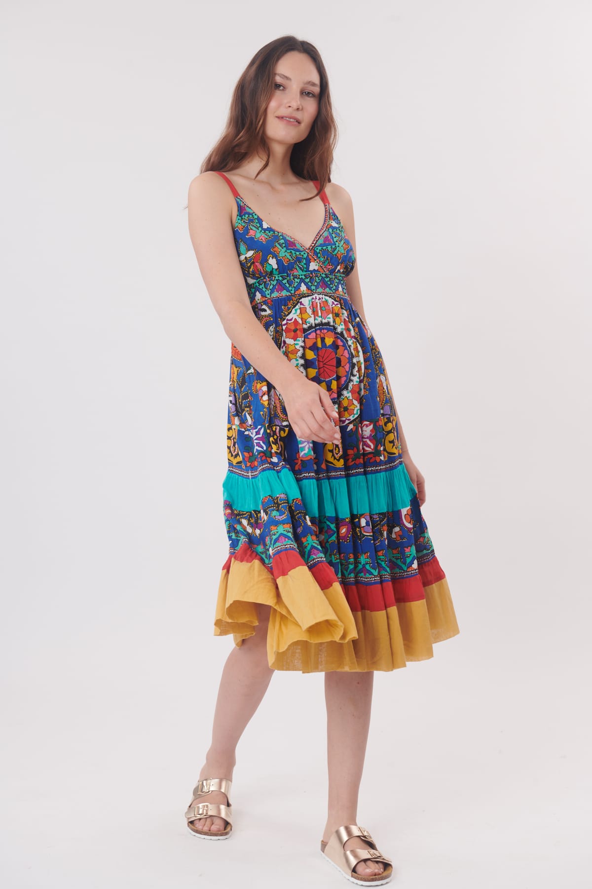 THEDA printed dress with V-neck straps