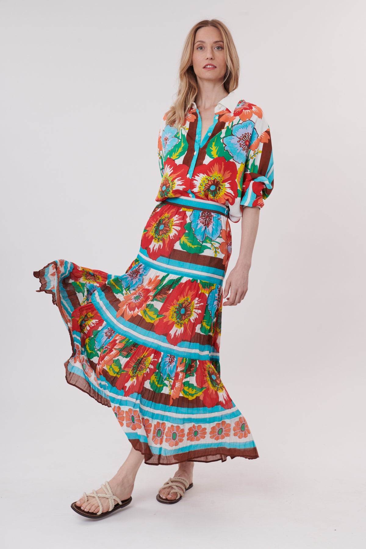 VERONIQUE floral print maxi skirt
