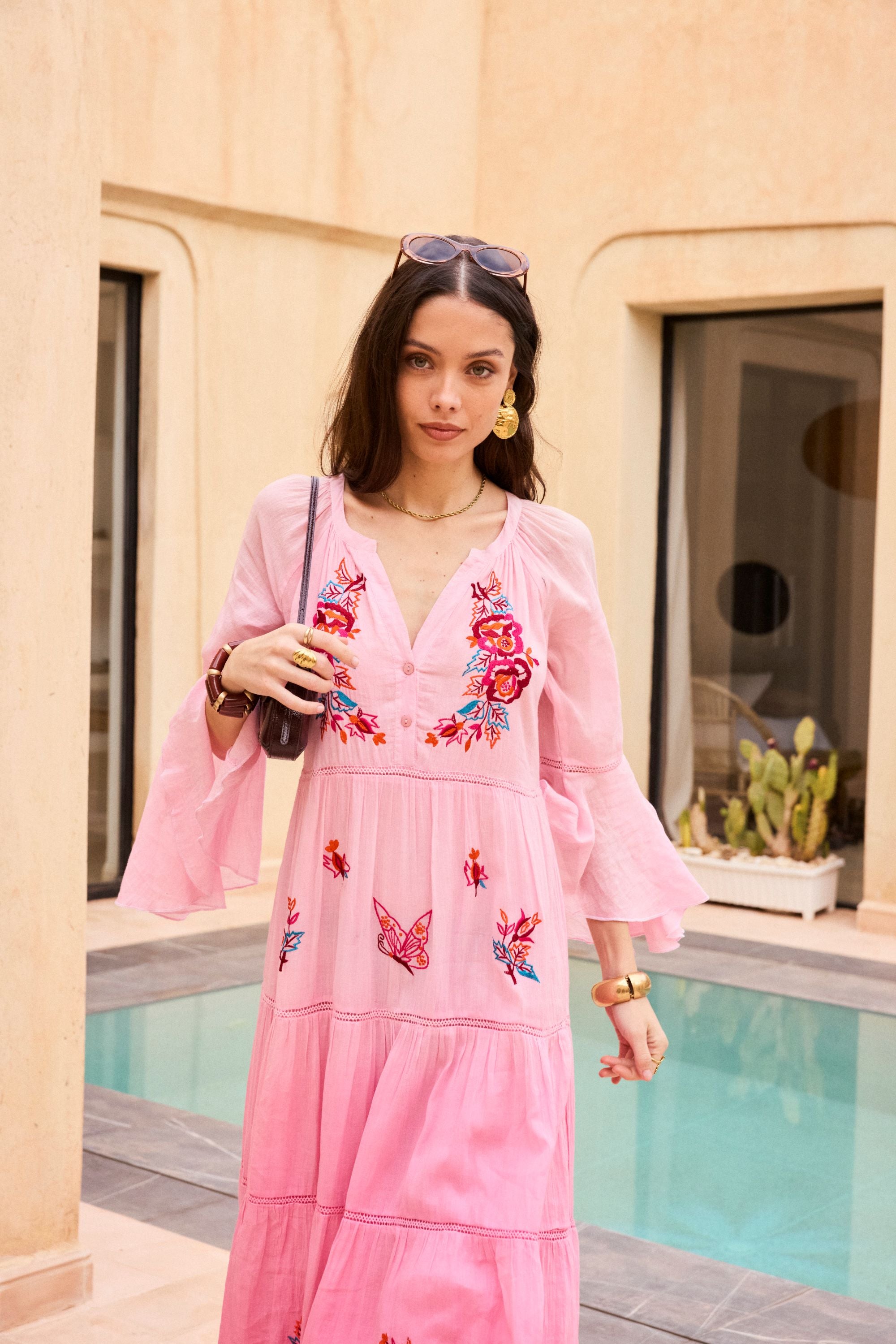 Robe longue brodée GRETEL