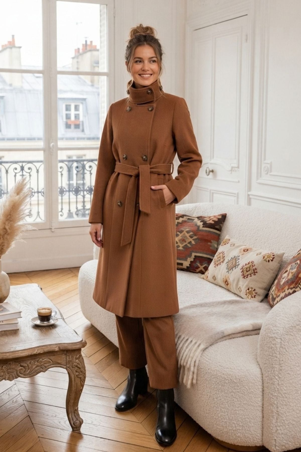 Manteau mi long uni GAZIANA