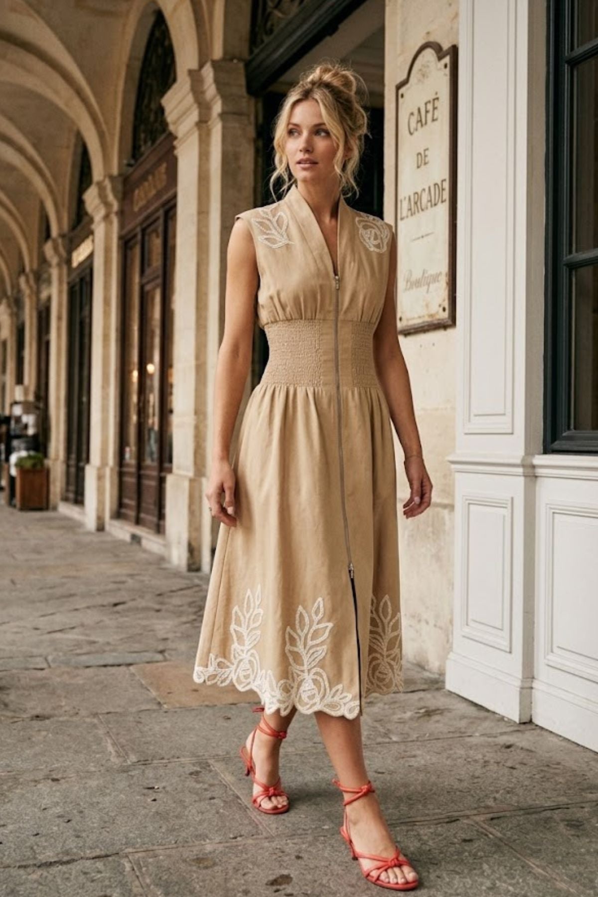 Robe midi brodée GILLIS