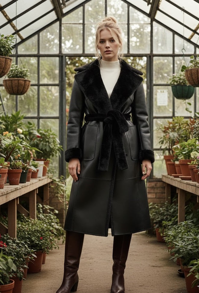 Manteau long reversible en fausse fourrure REGATE