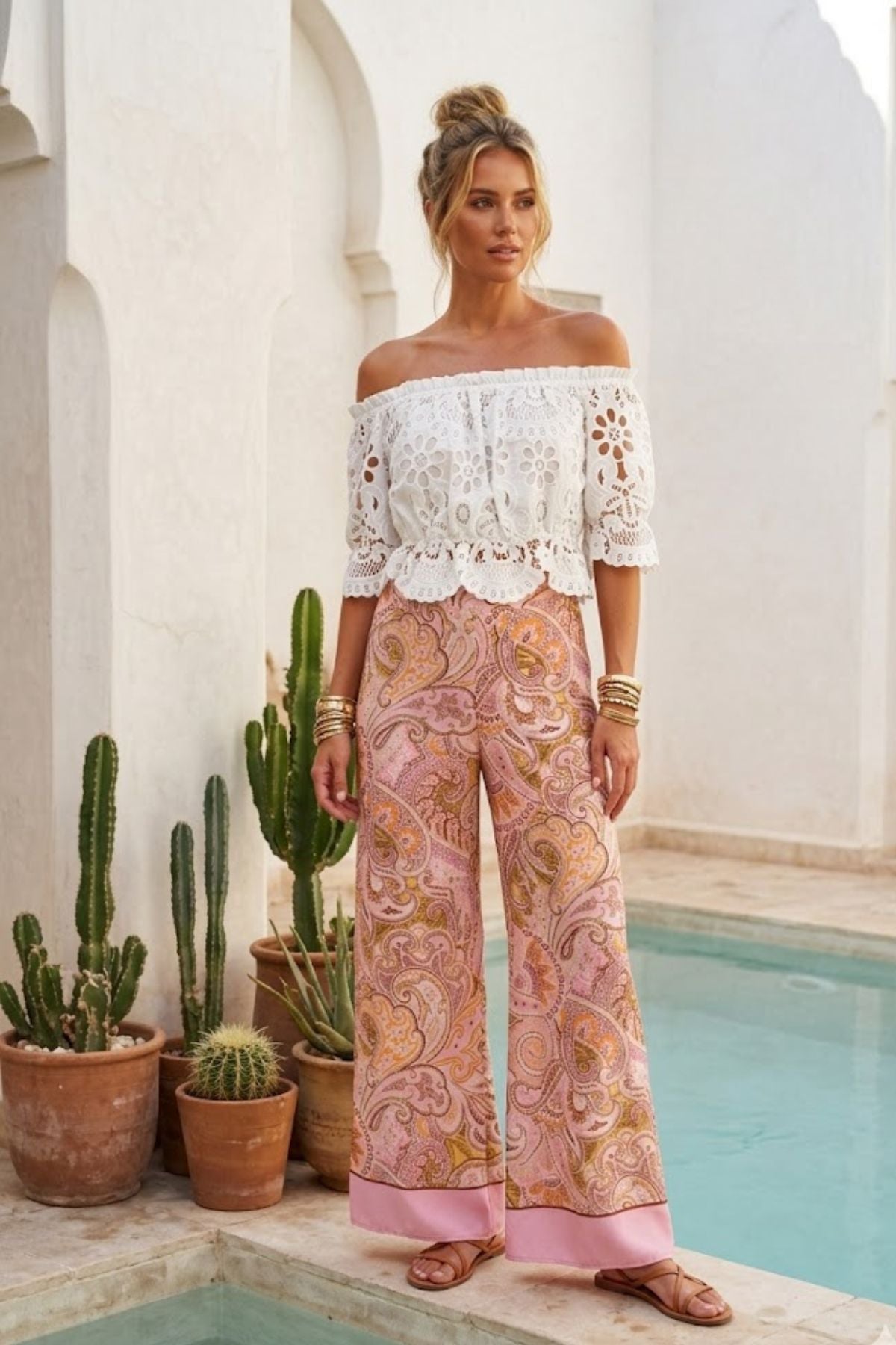 Pantalon large imprimée BEVERLY