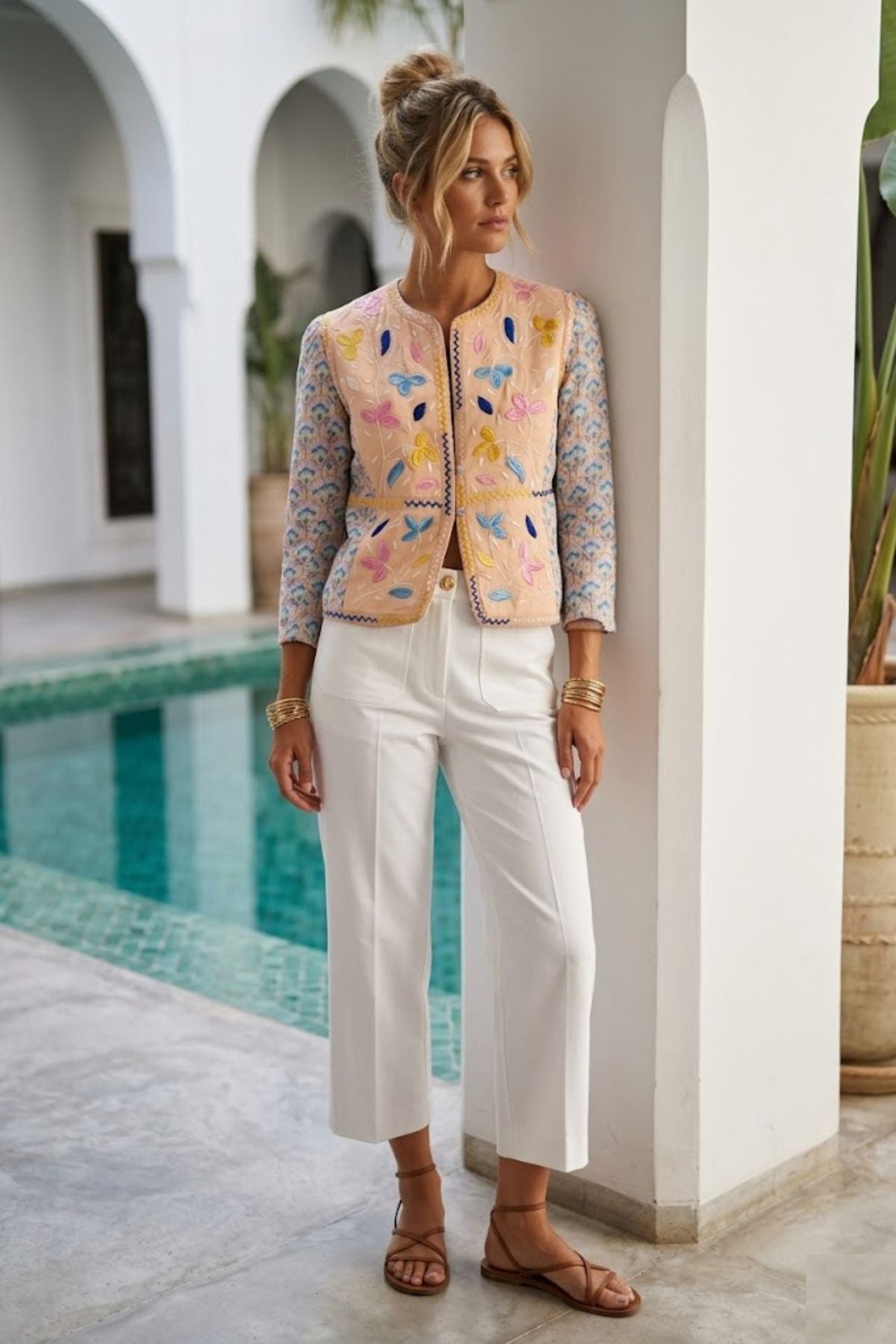 Veste brodée manches 3/4 OMAN