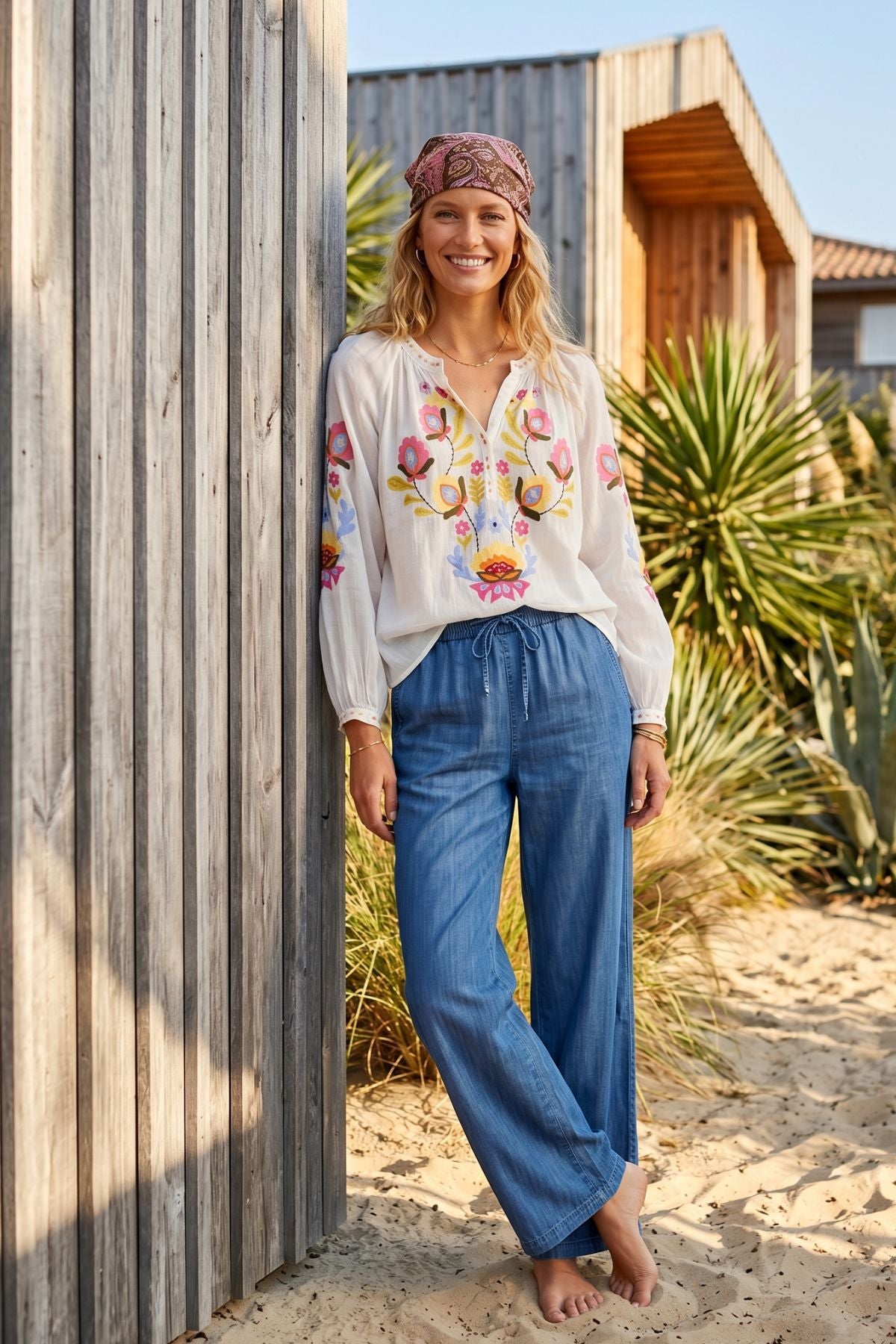 Blouse brodée manches longues BARBERINE