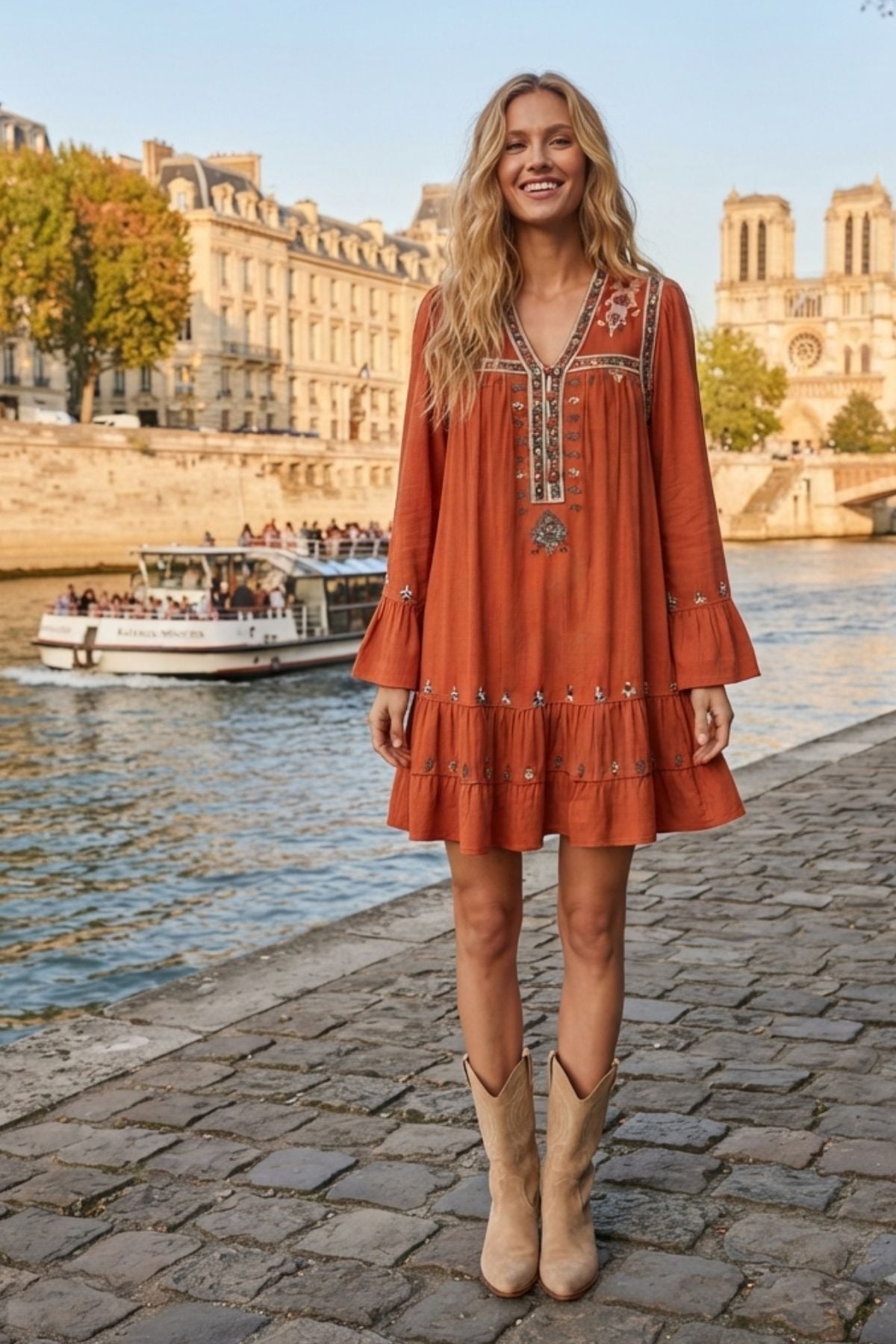 Robe courte brodée ANAIS