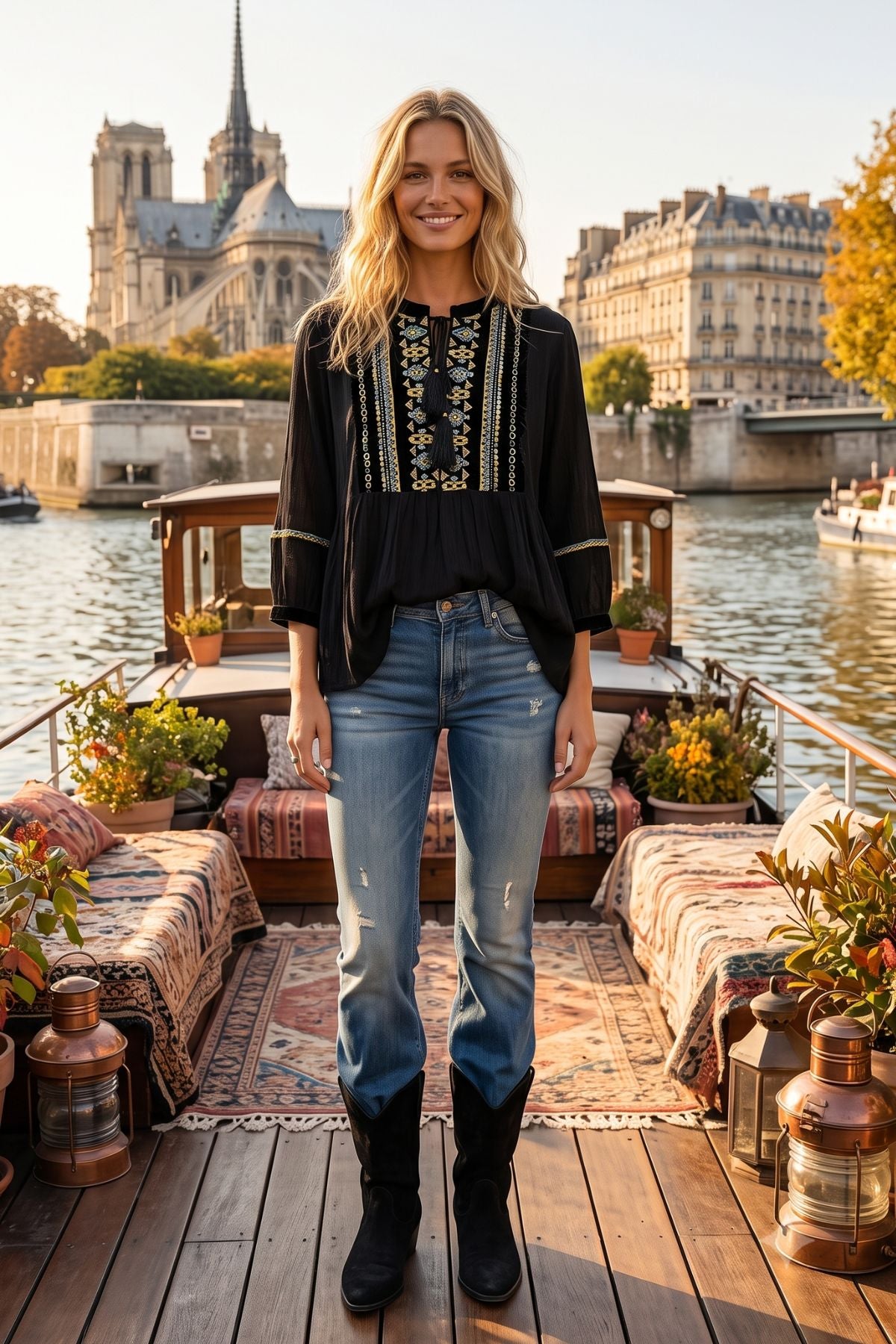Blouse brodée manches 3/4 JENNY