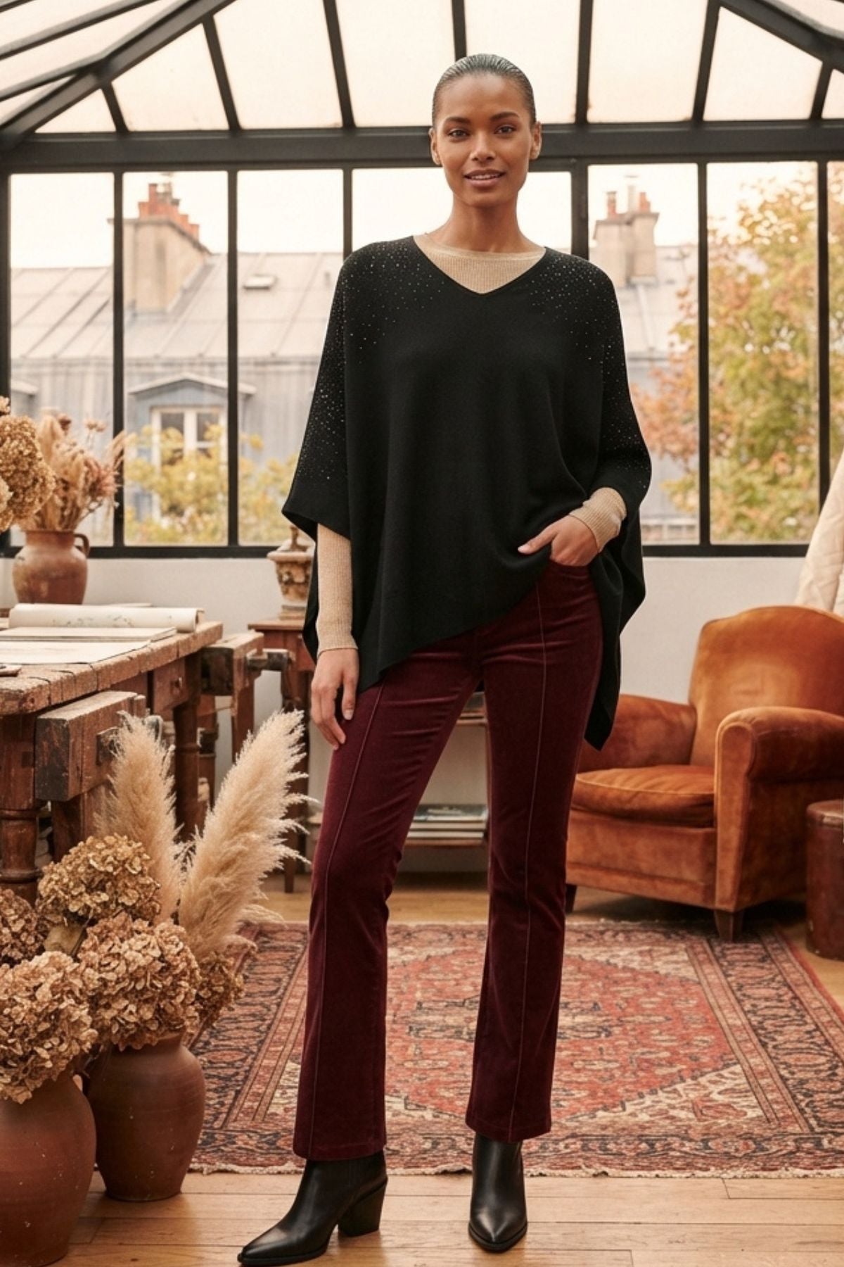Poncho en maille unie NAUTILUS