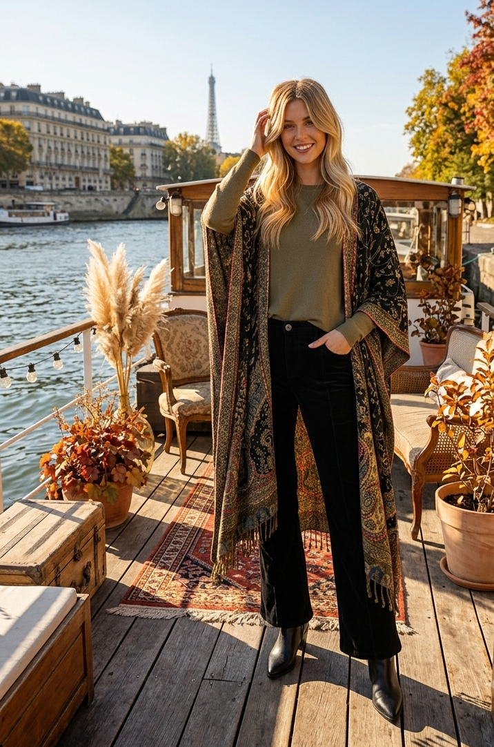 Poncho long en maille HELIOS