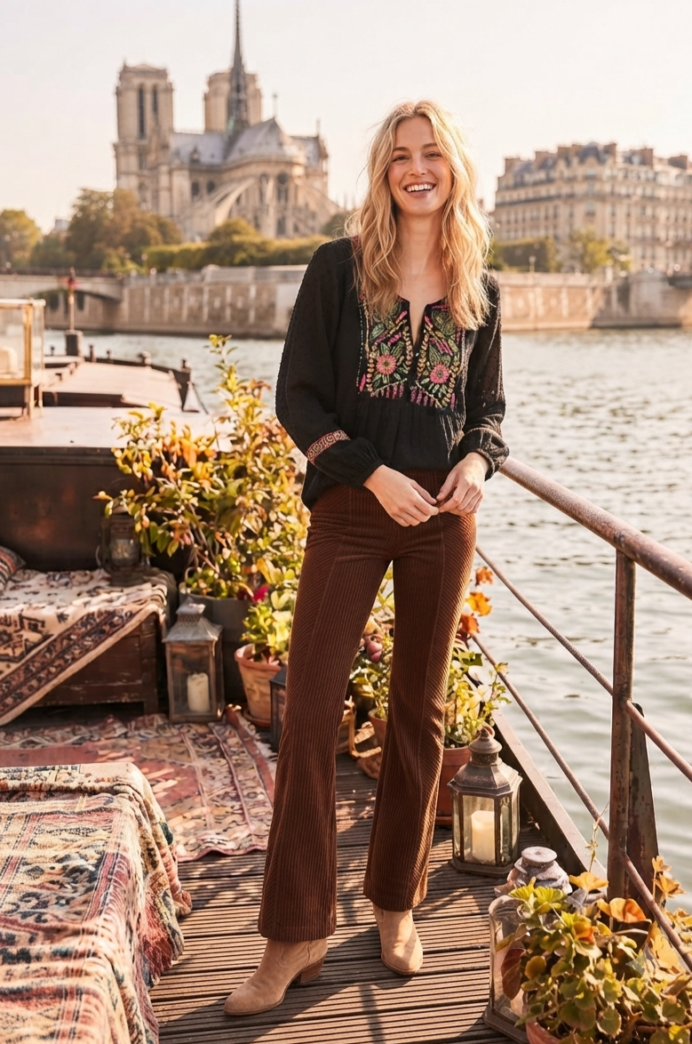 Blouse brodée manches longues JEANNE