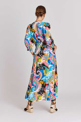 Robe boutonnée col V imprimée AIKO
