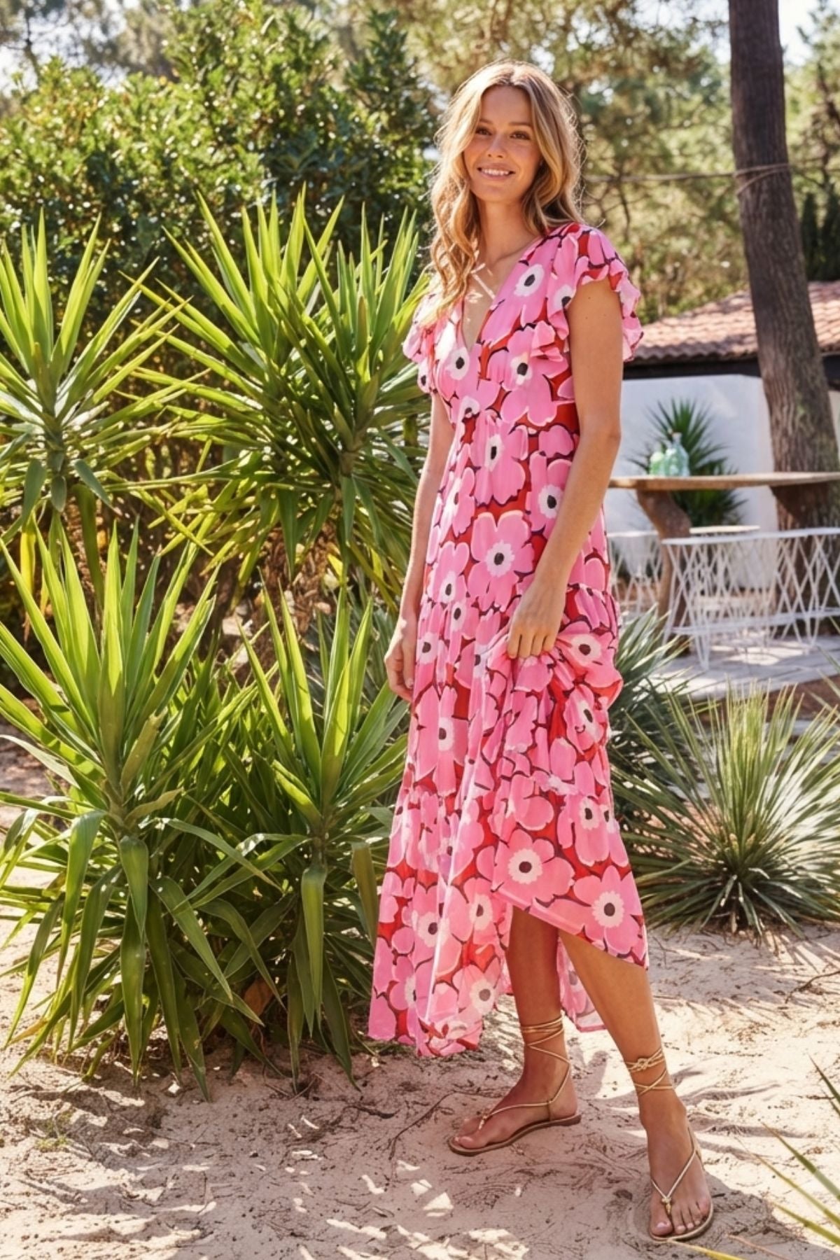 Robe longue imprimée fleurs viscose CLEMENCE
