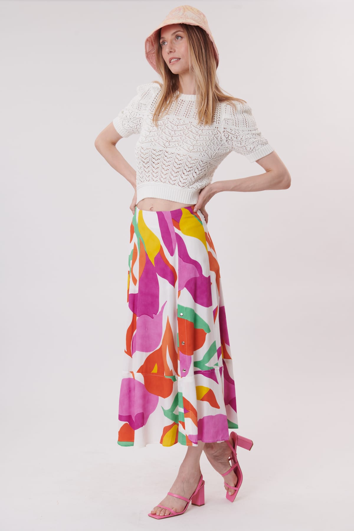 derhy Jupe mi-longue imprimée à volants VARDA