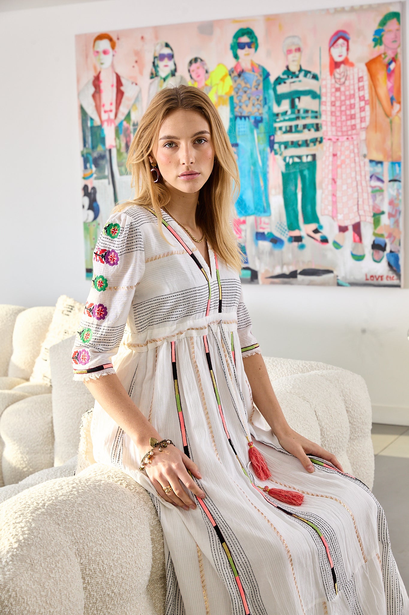 derhy Robe longue brodée CAMILLE