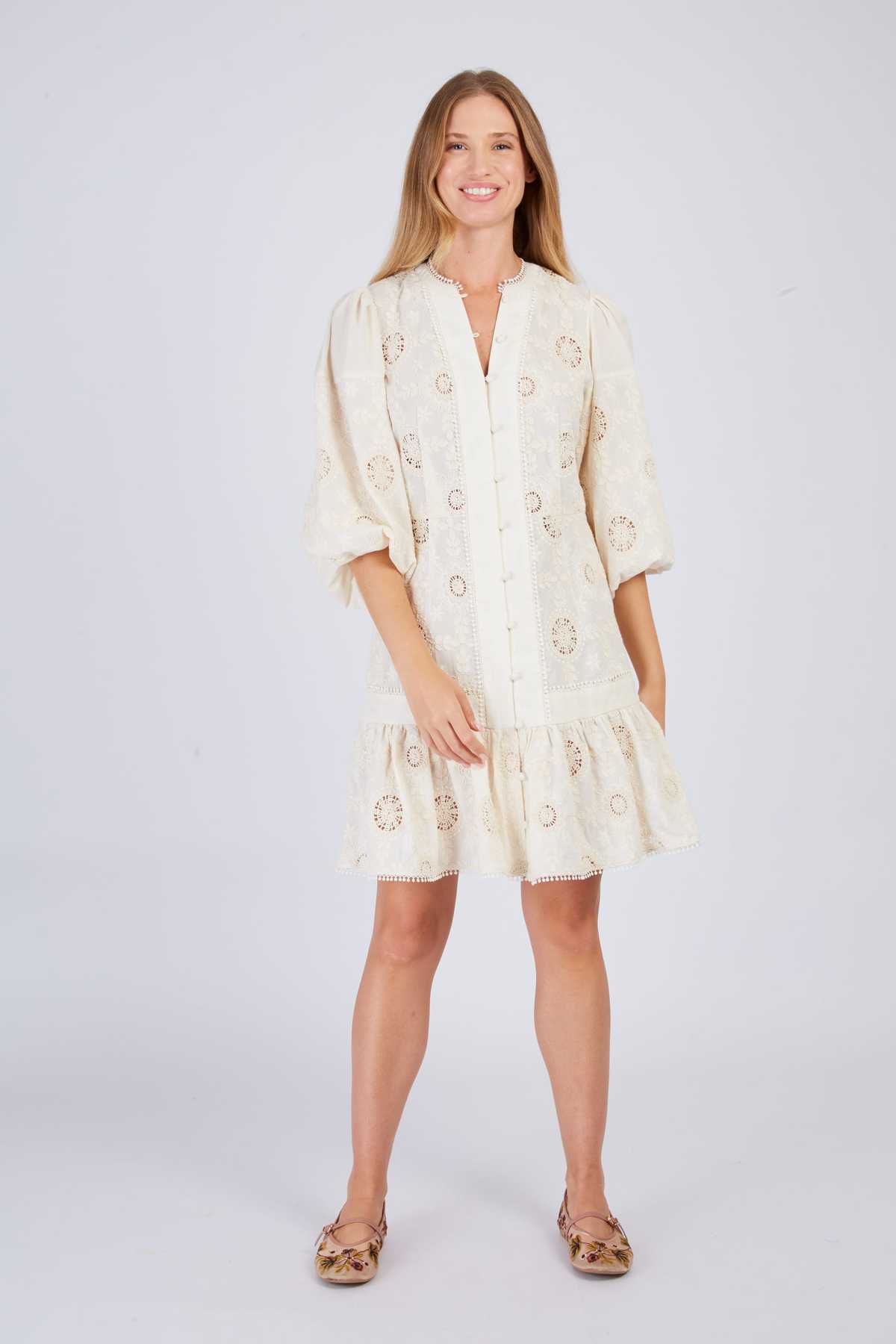 derhy Robe courte brodée CARNAC