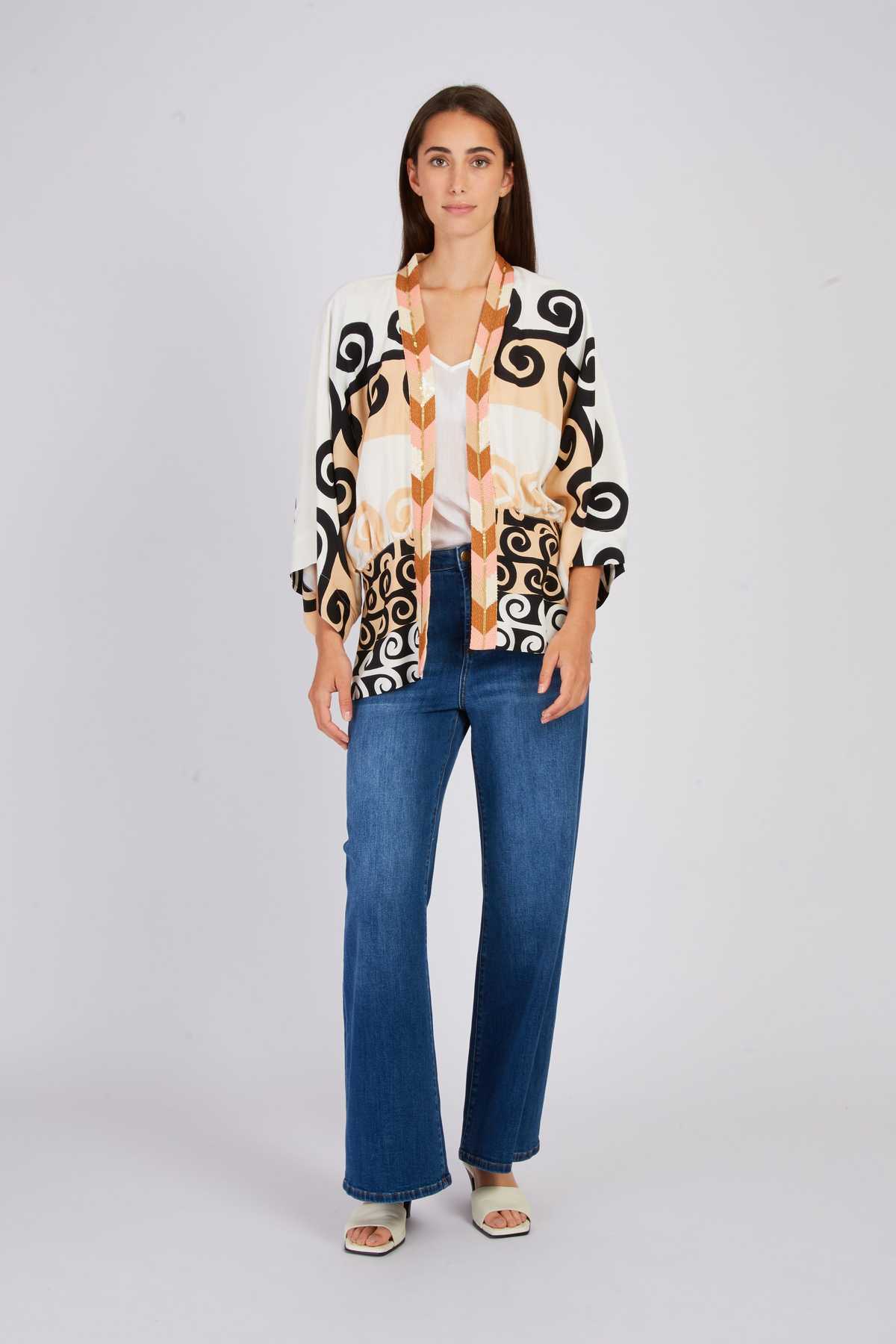 derhy Veste kimono imprimé JOCONDE