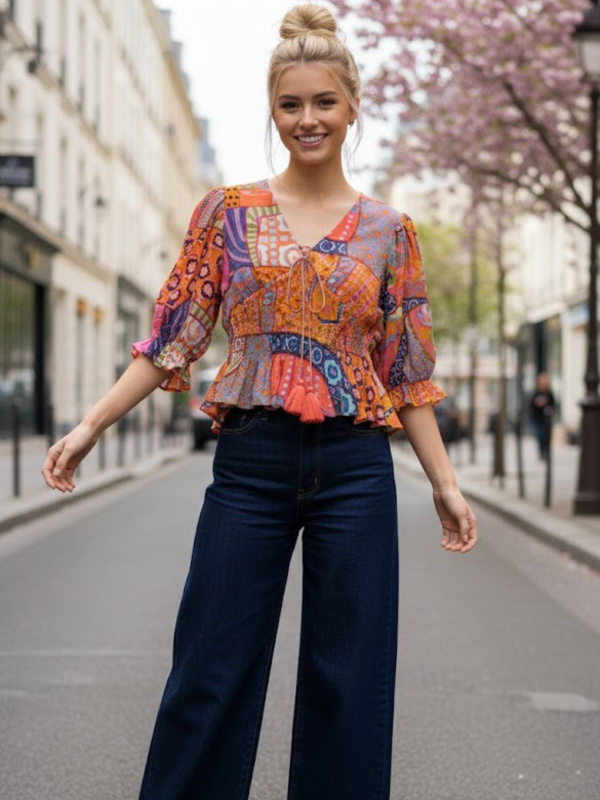 Blouse imprimée patchwork AMANDINE