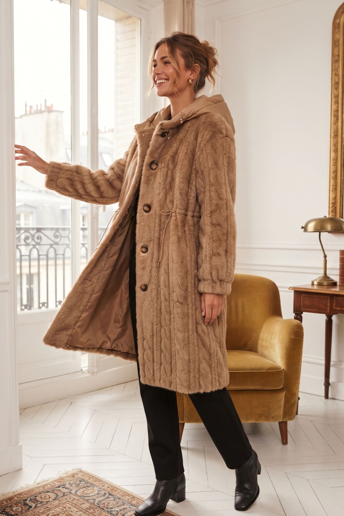 Manteau long en fausse fourrure GIVERDALE