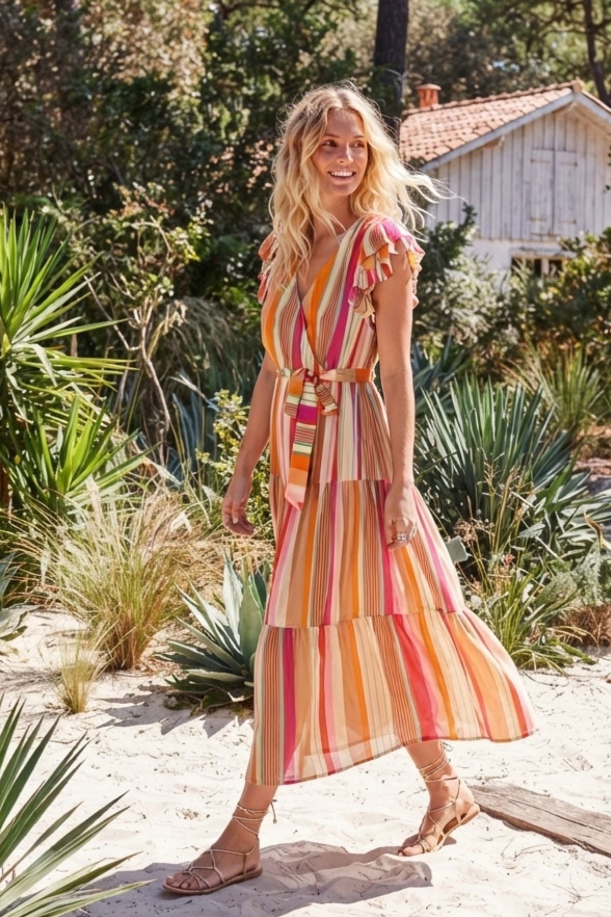 Robe longue imprimée col V croisé TOOTSIE
