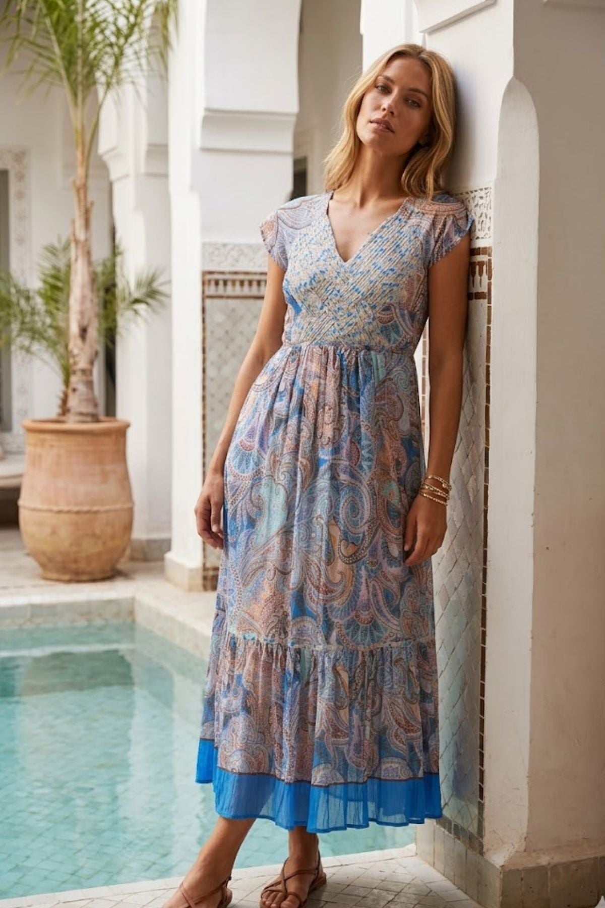 Robe longue imprimée MUSIC-HALL