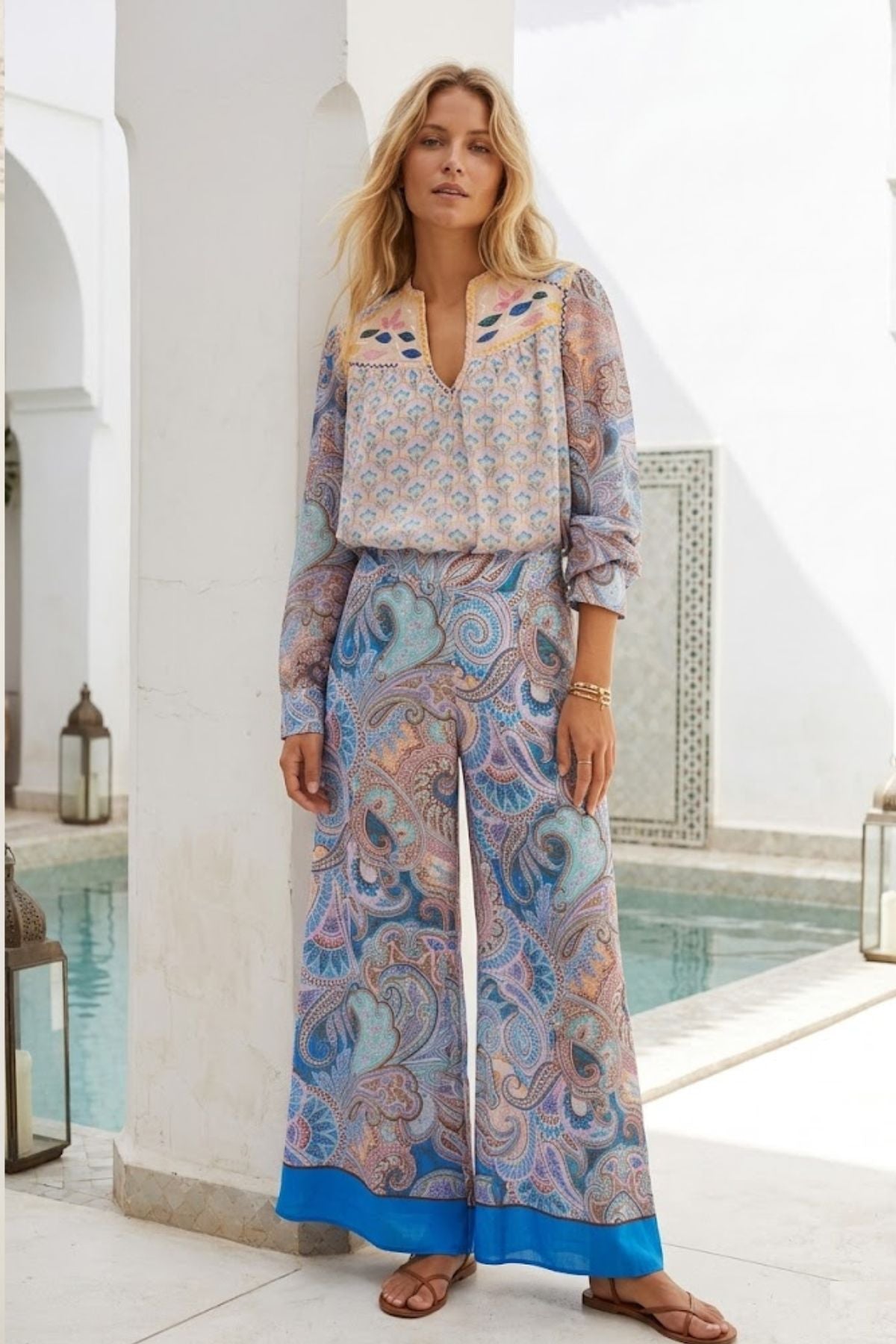 Pantalon large imprimée BEVERLY