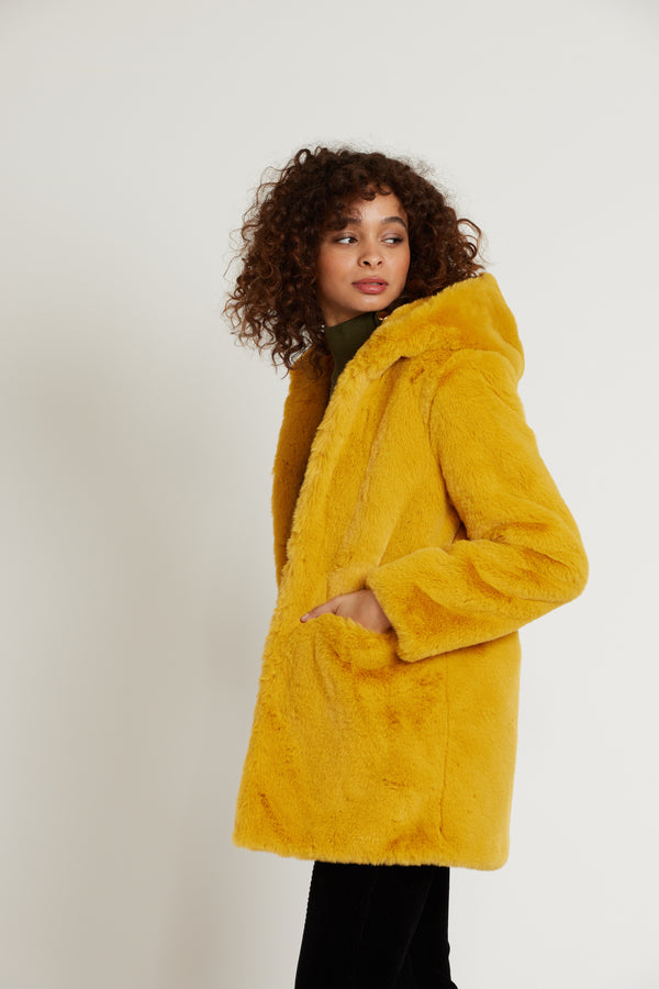Manteau fausse fourrure à capuche NAOMI