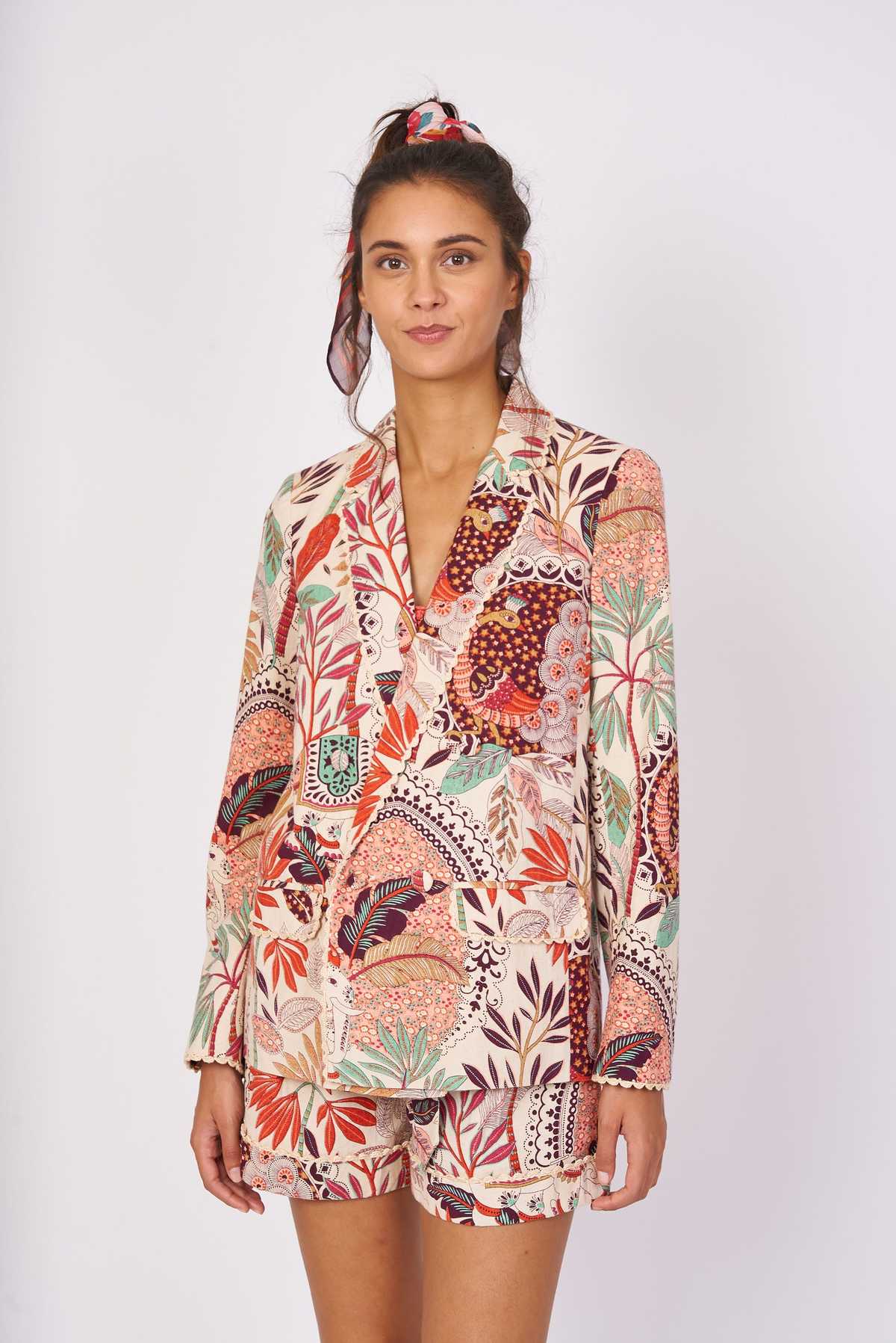 derhy Veste blazer imprimée coton lin IGUAZU