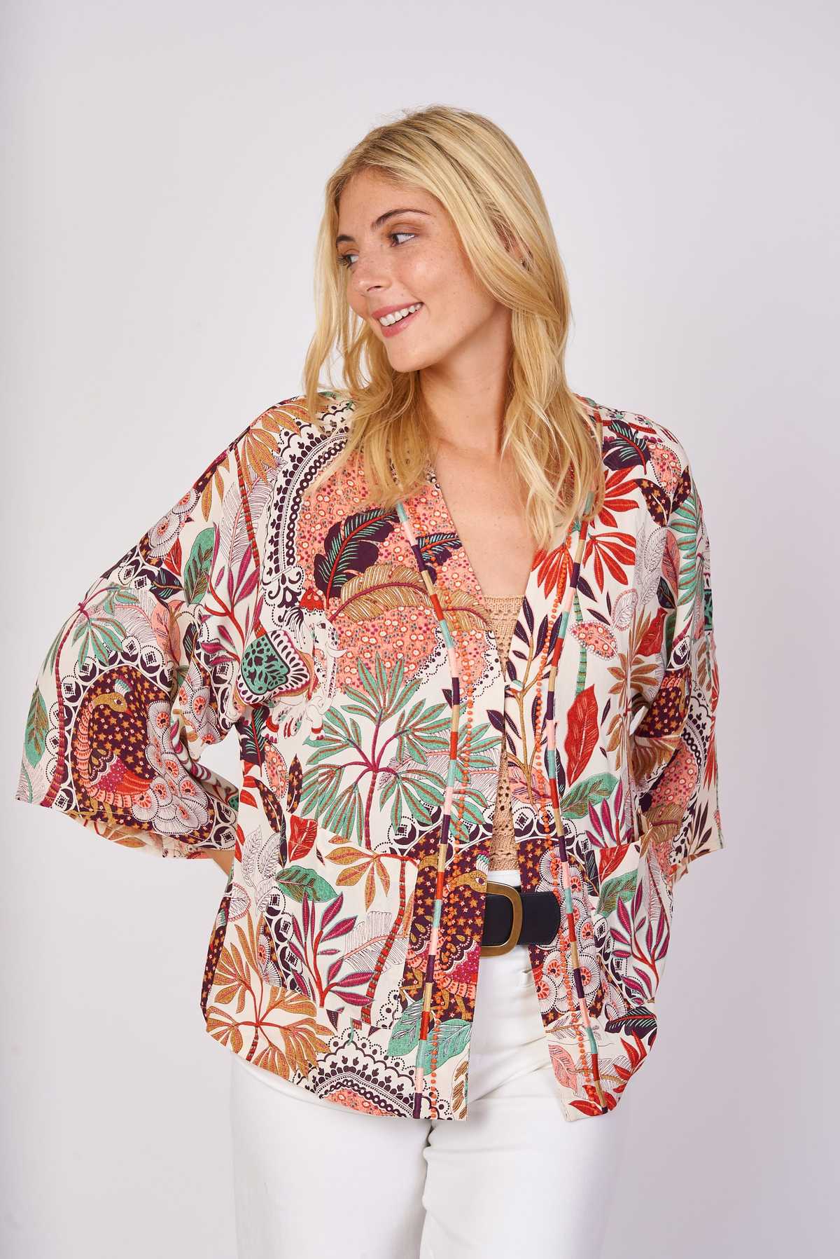 derhy Veste kimono imprimée manches 3/4 IBERIQUE